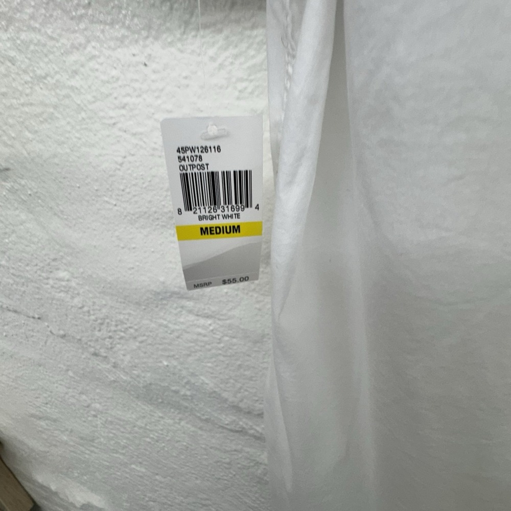 Izod Mens Medium NWT White Shirt Navy Block Button Up Short Sleeve Nautical - Picture 7 of 9